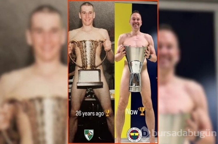 Fenerbahçe Beko'nun antrenörü Tomas Masiulis, EuroLeague kupasıyla çıplak poz verdi!