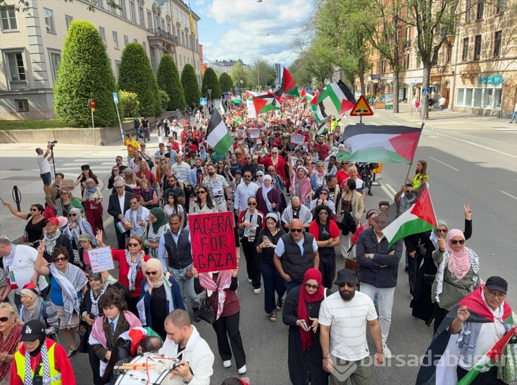 İsveç'te İsrail'in Gazze'ye yönelik saldırıları protesto edildi