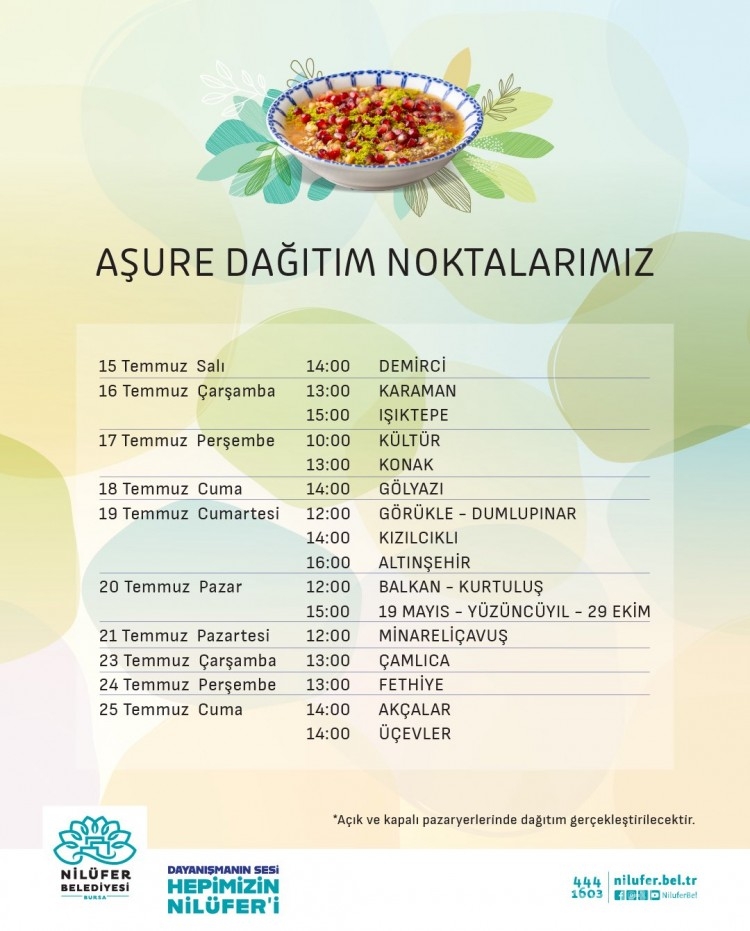 Bursa Nilüfer Belediyesi'nin aşure dağıtım noktaları belli oldu... 