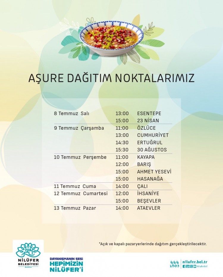 Bursa Nilüfer Belediyesi'nin aşure dağıtım noktaları belli oldu... 
