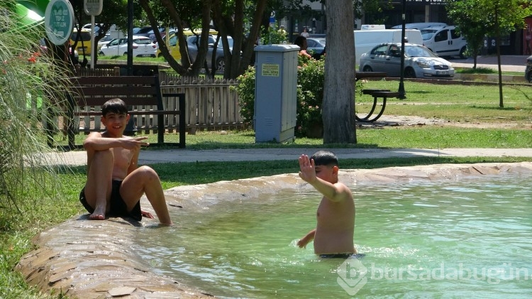 Sıcak hava tehlikeyi göz ardı etti! Çocuklar ve hayvanlar aynı yerde serinledi...