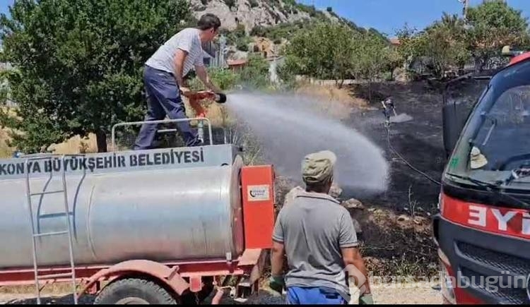 Gönüllü itfaiyeciler yangınları büyümeden söndürdü