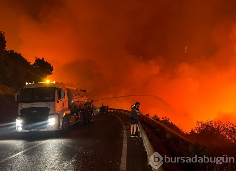 Bursa'da kıyamet günü gibi bir gece! Yangın anından görüntüler
