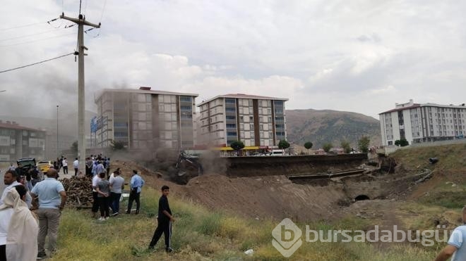 İş makinesinin zarar verdiği doğal gaz borusunda patlama oldu