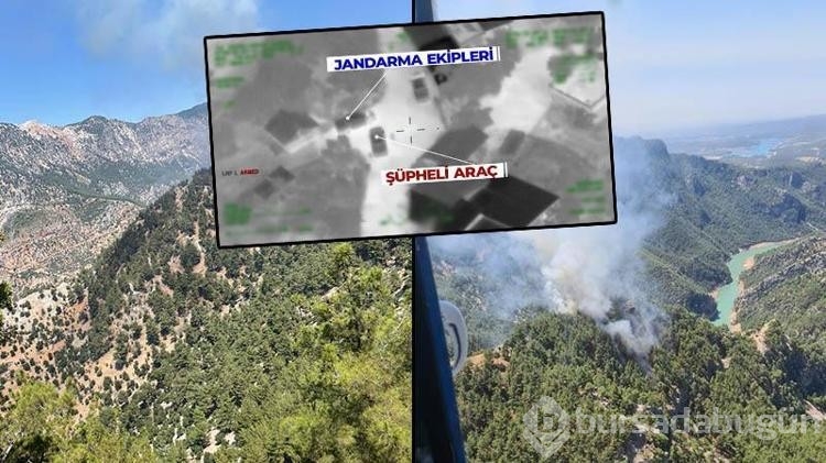 Adana'da orman yangınını çıkaran şüpheliler yakalanırken kameraya yansıdı!