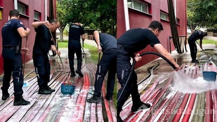 Bursa itfaiye ekibi yangının izlerini temizledi