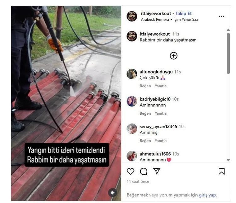 Bursa itfaiye ekibi yangının izlerini temizledi
