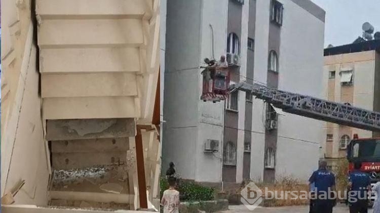 Adana'da apartman merdivenleri çöktü