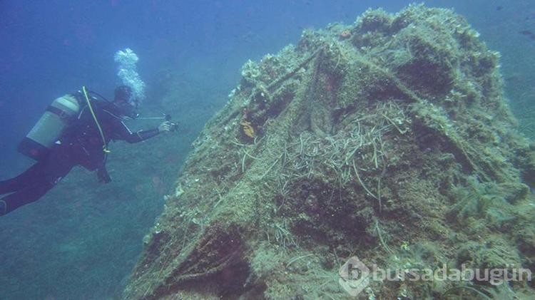 Ayvalık ilçesi yakınlarında hayalet ağ temizlemeleri sürüyor