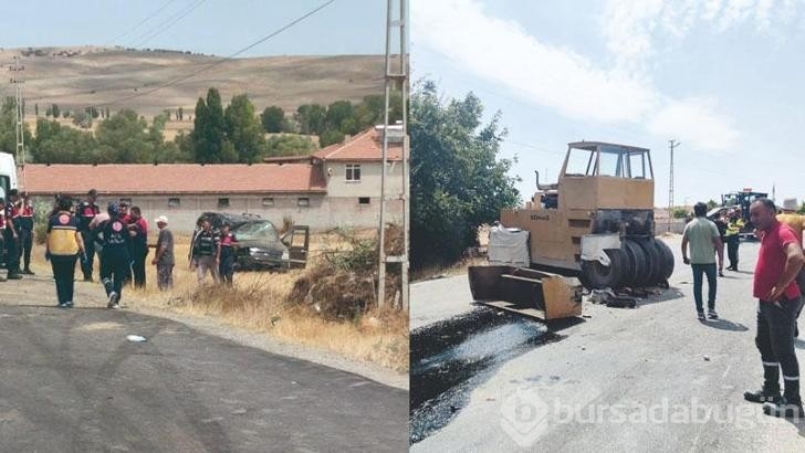 Hafif ticari araç yol silindirine çarptı: 1 ölü, 1 ağır yaralı

