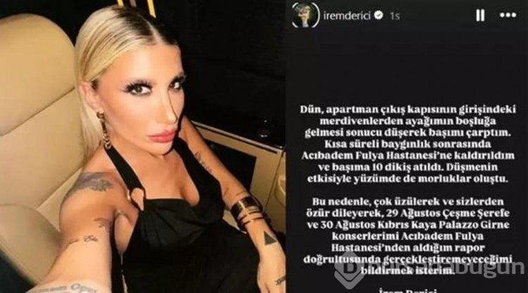 İrem Derici düşerek başını yardı, konserlerini iptal etti