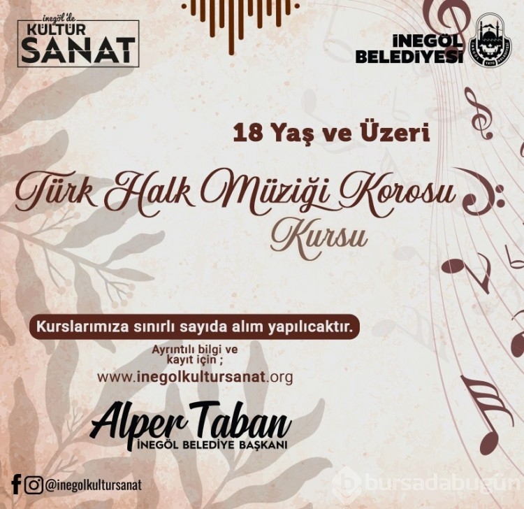 İnegöl Belediyesi'nin Kültür Sanat Kurslarında Kayıtlar Başladı