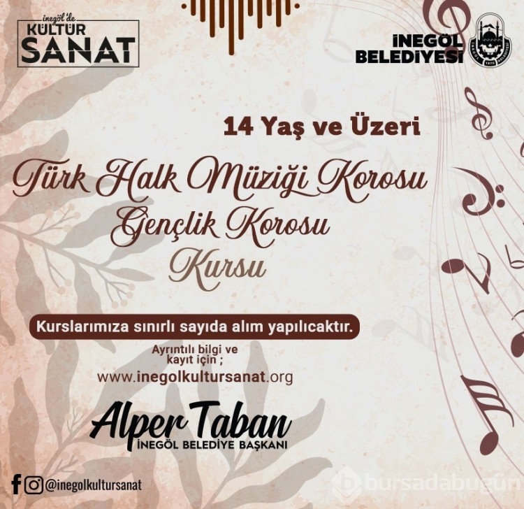 İnegöl Belediyesi'nin Kültür Sanat Kurslarında Kayıtlar Başladı