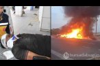Lastiği patlayınca tır devrildi! Şoför ağır ...