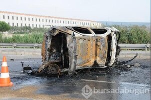 Bursa'da feci kaza! LPG'li aracın içinde yandı!
