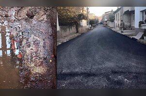 Taban mozaiğine giriş bölgesi asfaltla kaplandı