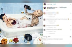 Travis Barker ve Kourtney Kardashian'dan küvet pozu!