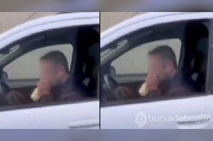 Direksiyon başında uçucu madde çekti