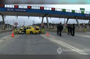Kuzey Marmara Otoyolu'nda taksi gişelere çarptı