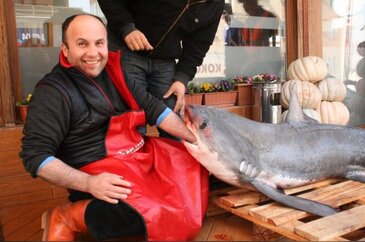 Dev orkinos balığı şaşırttı 