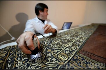 Lazerle restore edilen Kabe kapı örtüsüne iklimlendirmeli vitrin
