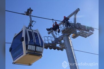 Bursa'da yeni teleferikte nefes kesen tatbikat!