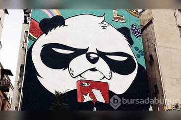 İstanbul sokaklarına 'kızgın pandalar' çiziyor