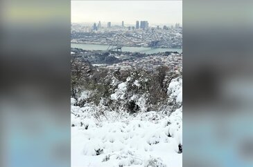 Çamlıca Tepesi'nden kar manzarası