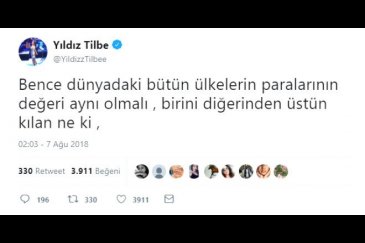 Yıldız Tilbe Dolar tweetleriyle sosyal medya...