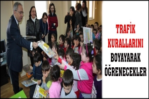 MİNİKLER TRAFİK KURALLARINI BOYAYARAK &Ouml;ĞRENECEK