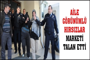 AİLE G&Ouml;R&Uuml;N&Uuml;ML&Uuml; HIRSIZLAR MARKETİ TALAN ETTİ