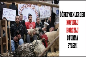 &Ouml;ĞRETMENLERDEN KOYUNLU, HOROZLU OTURMA EYLEMİ