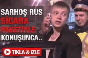 SARHOŞ RUS SİGARA PAKETİYLE KONUŞUNCA