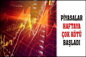 PİYASALAR HAFTAYA &Ccedil;OK K&Ouml;T&Uuml; BAŞLADI