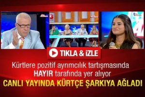 Canlı yayında K&uuml;rt&ccedil;e şarkıya ağladı