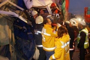 Kamyon kazası TEM'i fel&ccedil; etti
