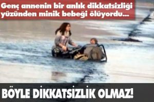 Buz kırıldı, bebek arabasıyla denize d&uuml;şt&uuml;.. İşte o anlar