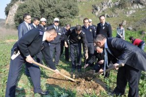 Trafik polisleri fidan dikti