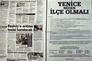 İl&ccedil;e olmak i&ccedil;in gazeteye ilan verdiler
