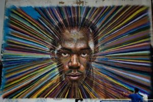 Bolt'un resmini duvara &ccedil;izdi