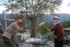 Asırlık buğday d&ouml;vme geleneğini s&uuml;rd&uuml;r&uuml;yorlar