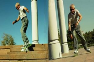 70'lik dede paten şov yaptı