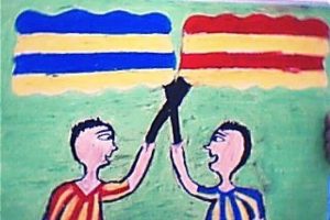 &Ccedil;ocuklar Galatasaray-Fenerbah&ccedil;e derbisinin resmini &ccedil;izecek