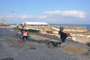 Mudanya sahilinde yenileme &ccedil;alışmaları