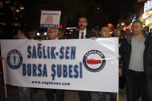 Bursa'da sağlık &ccedil;alışanlarından şiddete tepki