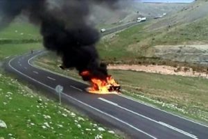 Seyir halinde alev alev yandı