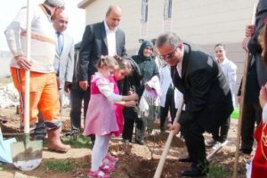 Suriyeli &ccedil;ocuklar barışın simgesi olan zeytin fidanı dikti