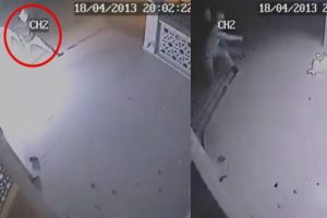 Camiye saldırı g&uuml;venlik kamerasında