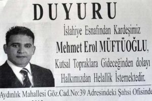 Gazete ilanıyla helallik istedi