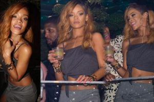 Sütyensiz Rihanna gecelere daldı